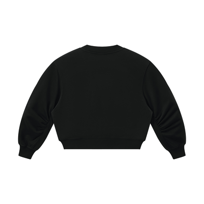 Women's Crop V-Neck Sweatshirt in black, alternate angle
