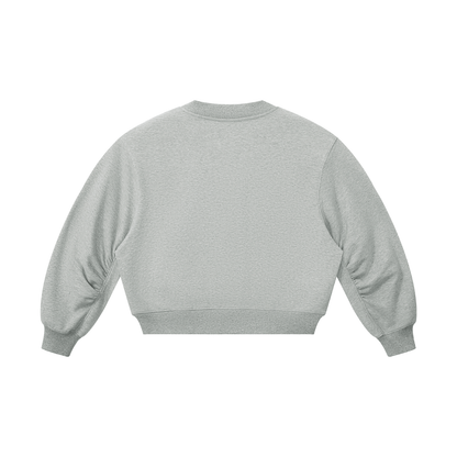 Women's Crop V-Neck Sweatshirt in flower gray, alternate angle