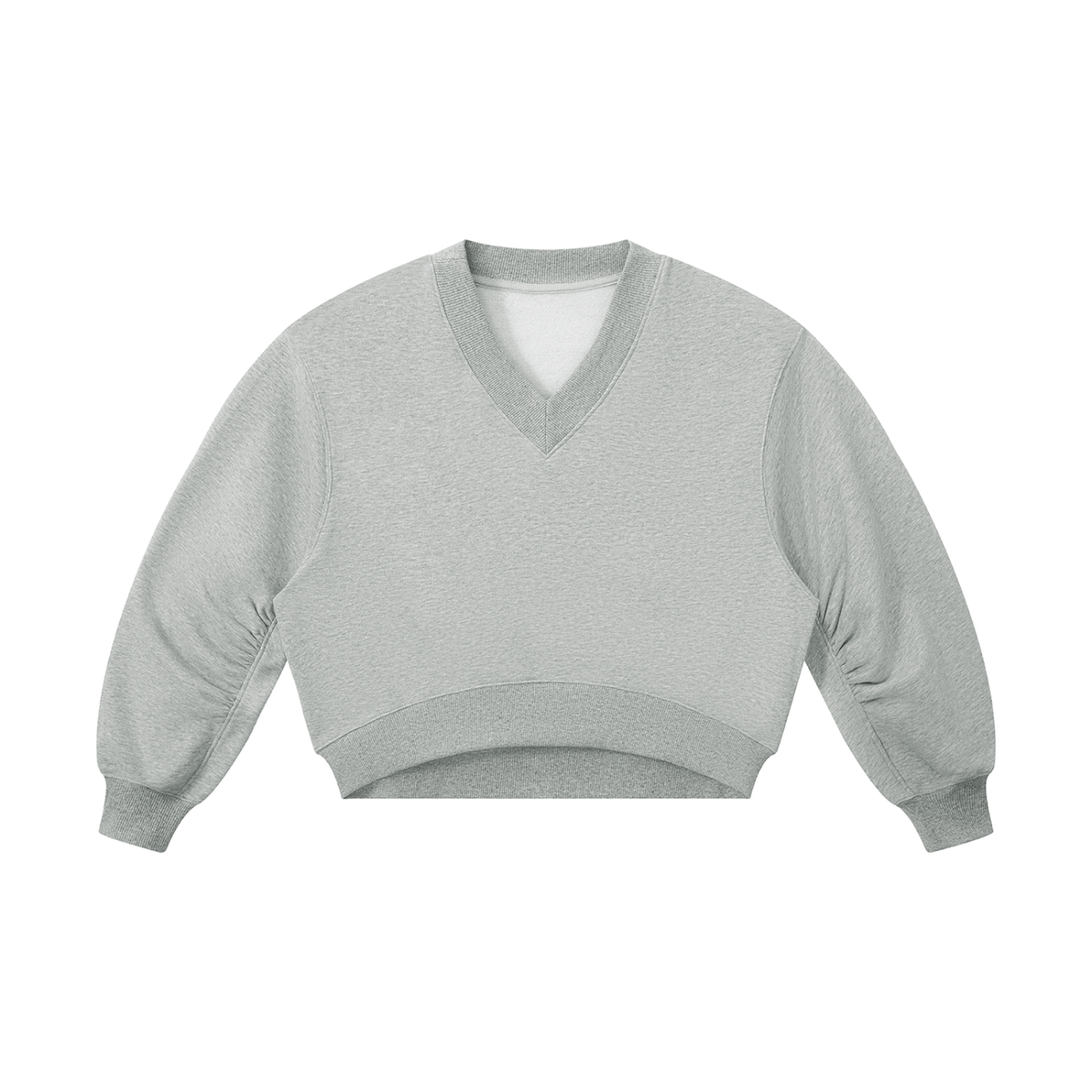 Women's Crop V-Neck Sweatshirt in flower gray