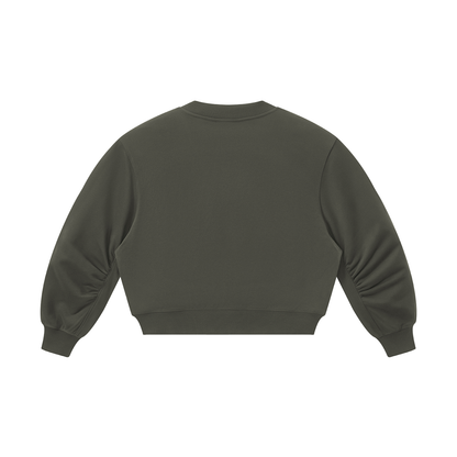 Women's Crop V-Neck Sweatshirt in gray coffee, alternate angle