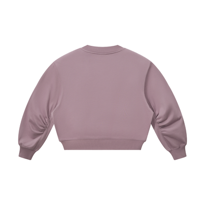 Women's Crop V-Neck Sweatshirt in plum purple, alternate angle