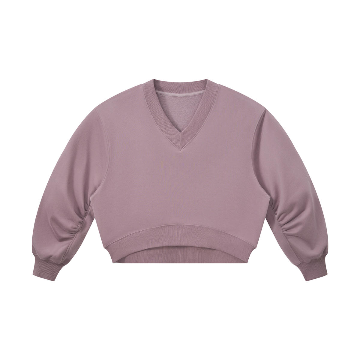 Women's Crop V-Neck Sweatshirt in plum purple