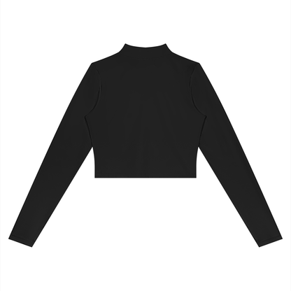 Women's Crop Yoga Sports Full Zip Jacket in black, alternate angle
