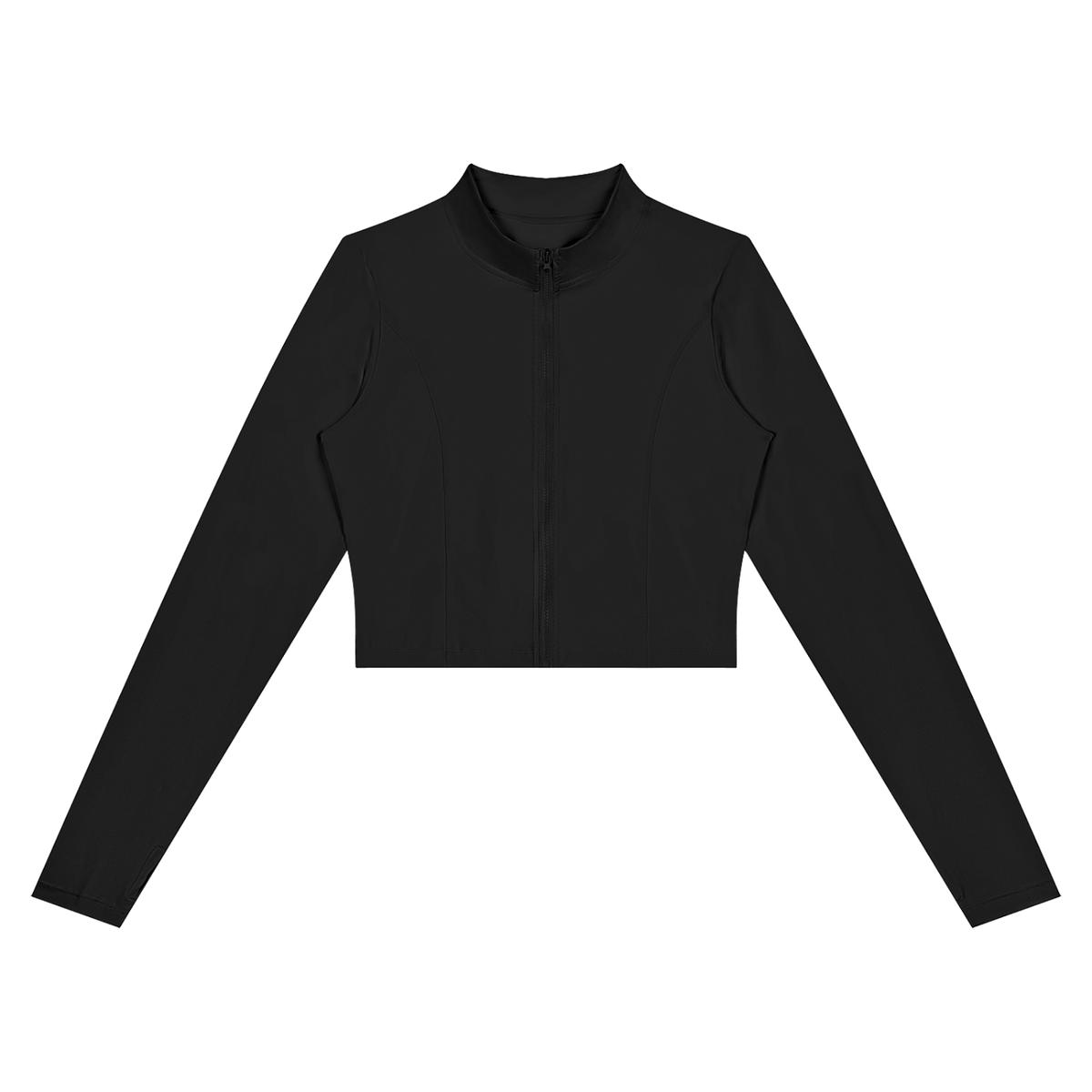 Women's Crop Yoga Sports Full Zip Jacket in black