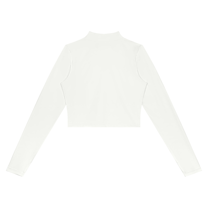 Women's Crop Yoga Sports Full Zip Jacket in white, alternate angle