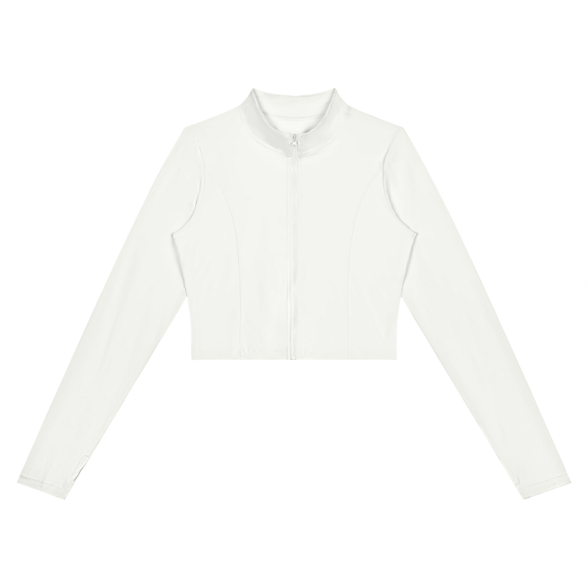 Women's Crop Yoga Sports Full Zip Jacket in white