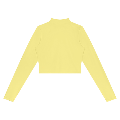 Women's Crop Yoga Sports Full Zip Jacket in yellow, alternate angle