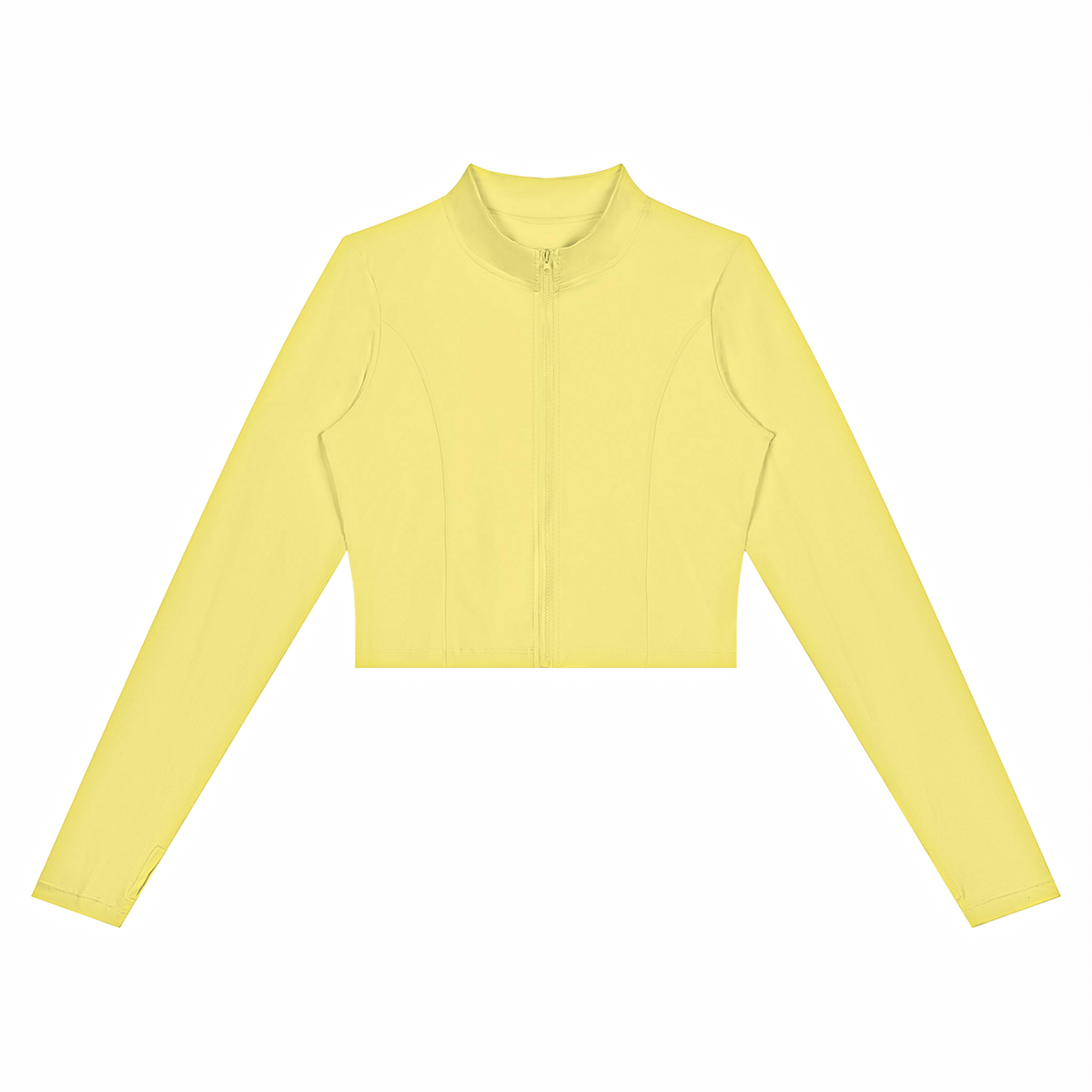 Women's Crop Yoga Sports Full Zip Jacket in yellow