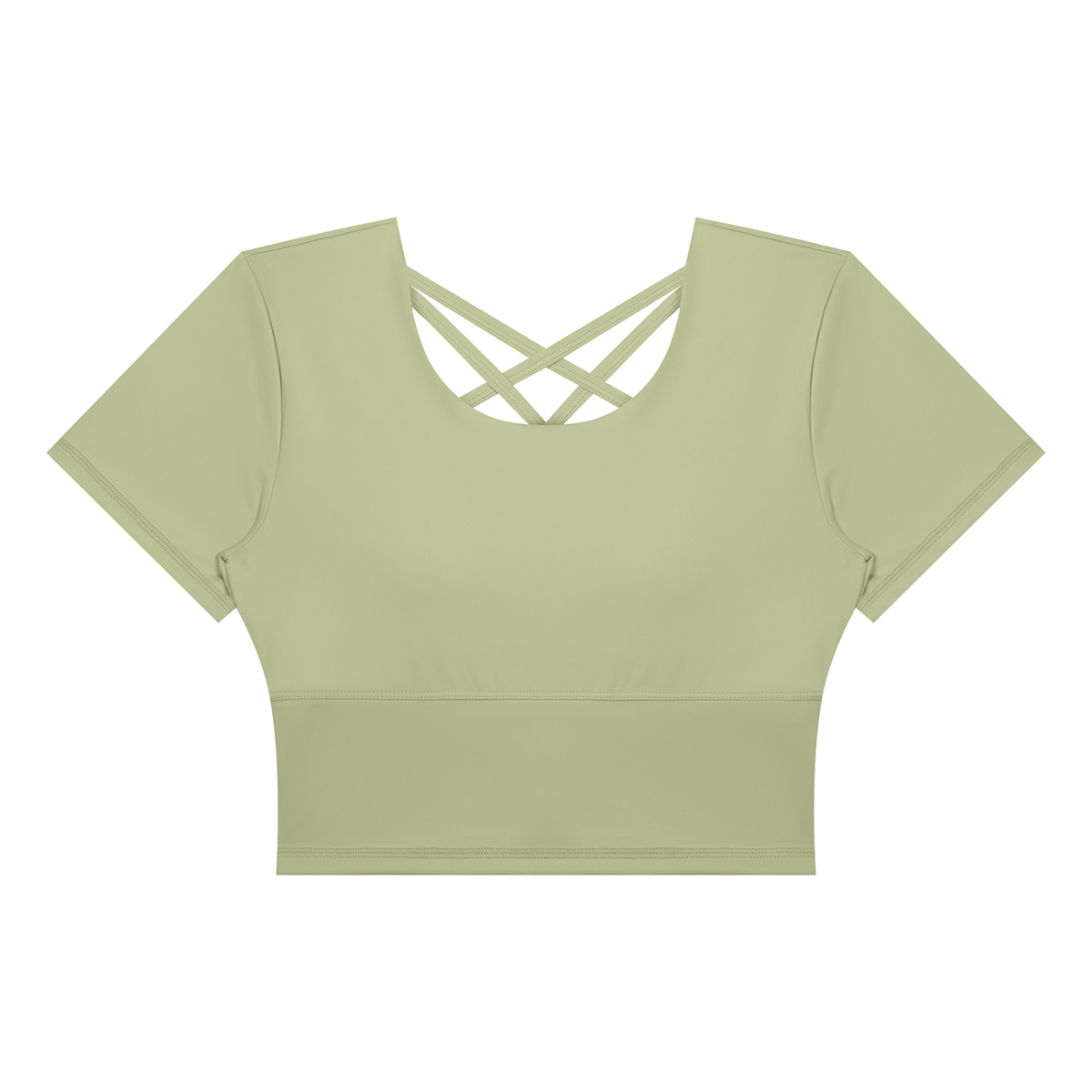 Women's Crop Yoga T-Shirt in bean green