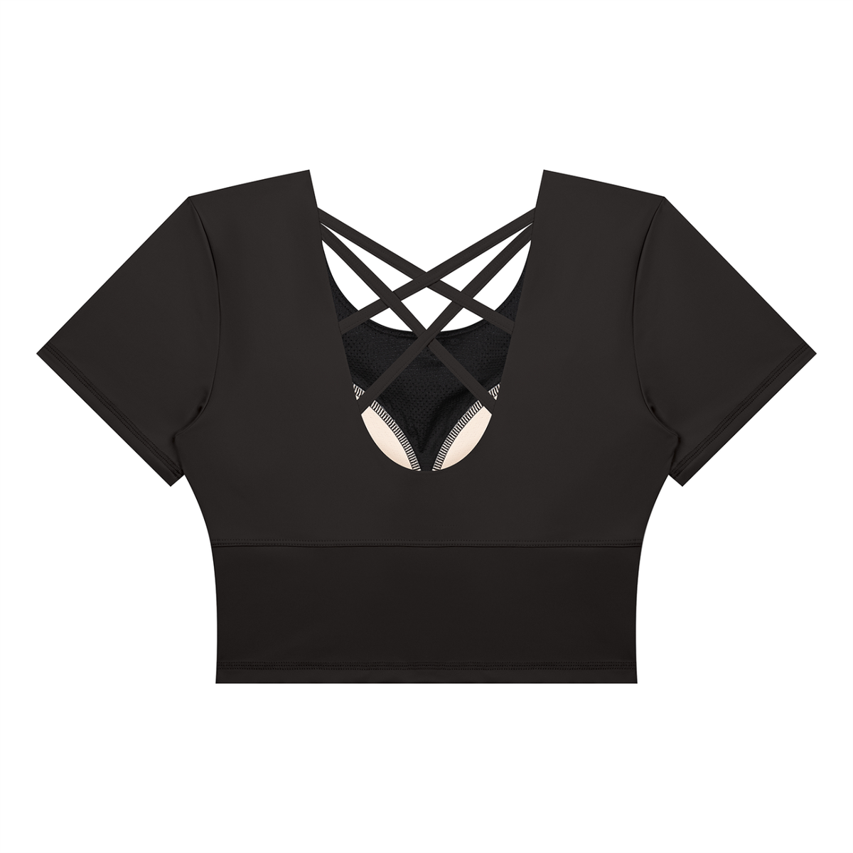 Women's Crop Yoga T-Shirt in black, alternate angle