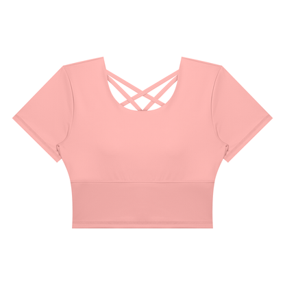 Women's Crop Yoga T-Shirt in peach blossom