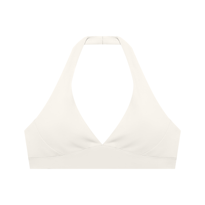 Women's Cropped Halter Yoga Sports Bra in beige