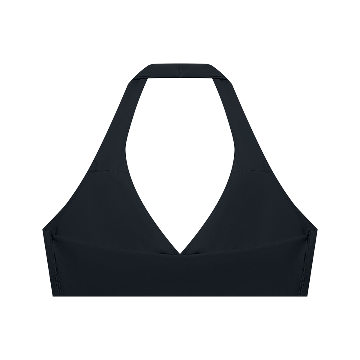 Women's Cropped Halter Yoga Sports Bra in black, alternate angle