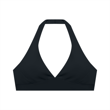 Women's Cropped Halter Yoga Sports Bra in black