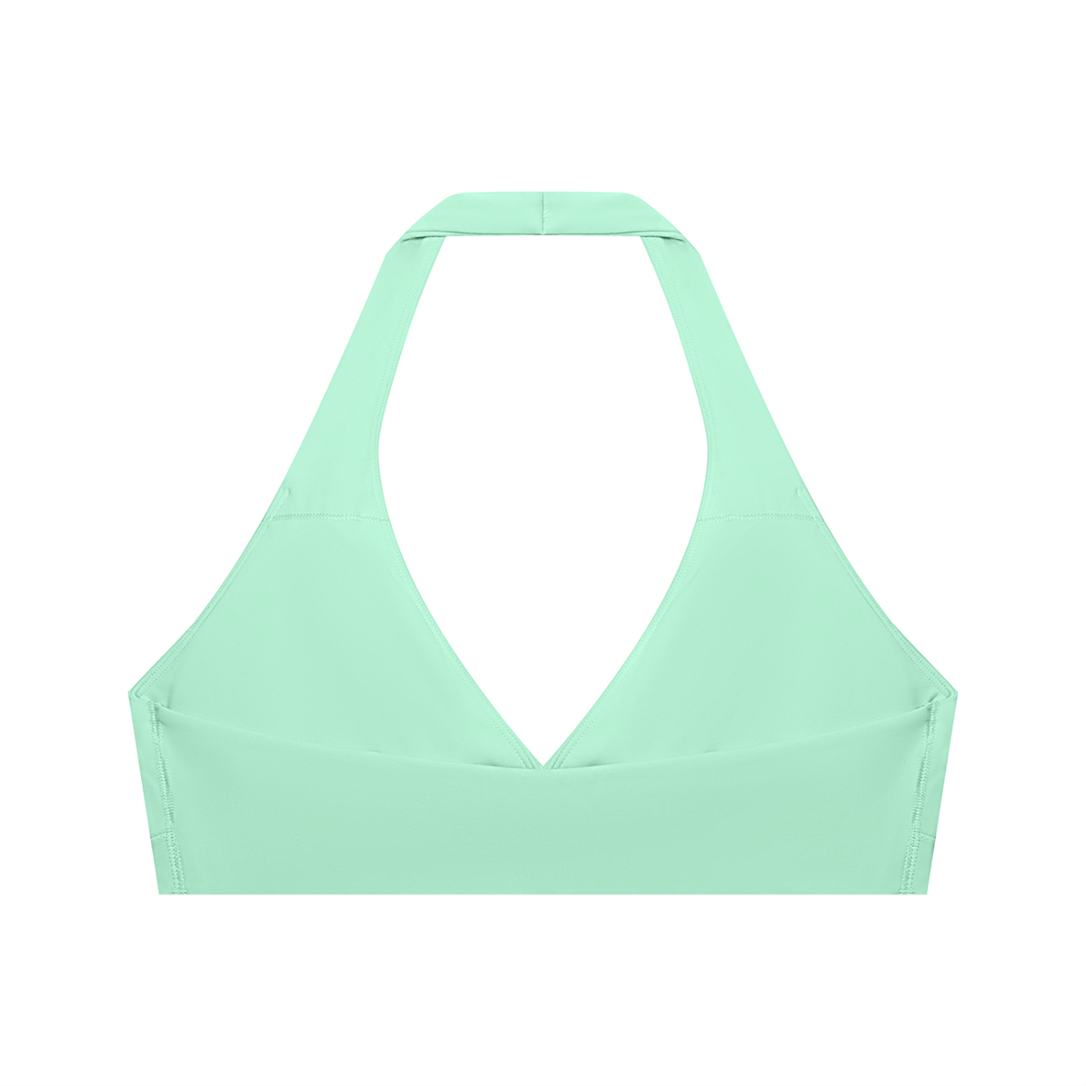 Women's Cropped Halter Yoga Sports Bra in mint green, alternate angle