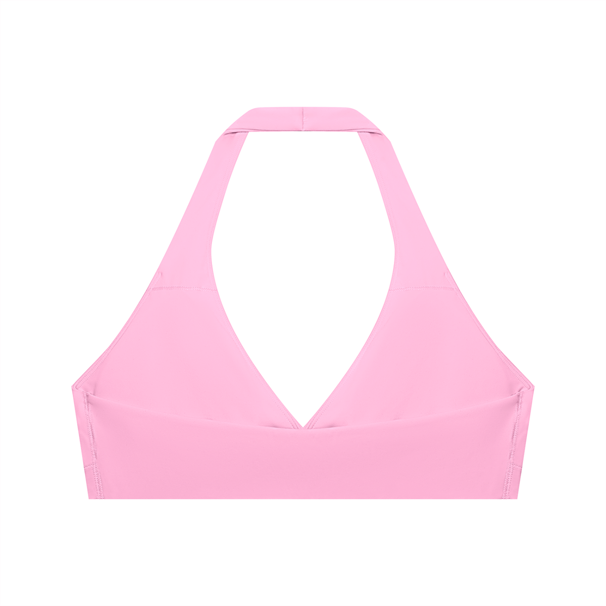Women's Cropped Halter Yoga Sports Bra in pink, alternate angle