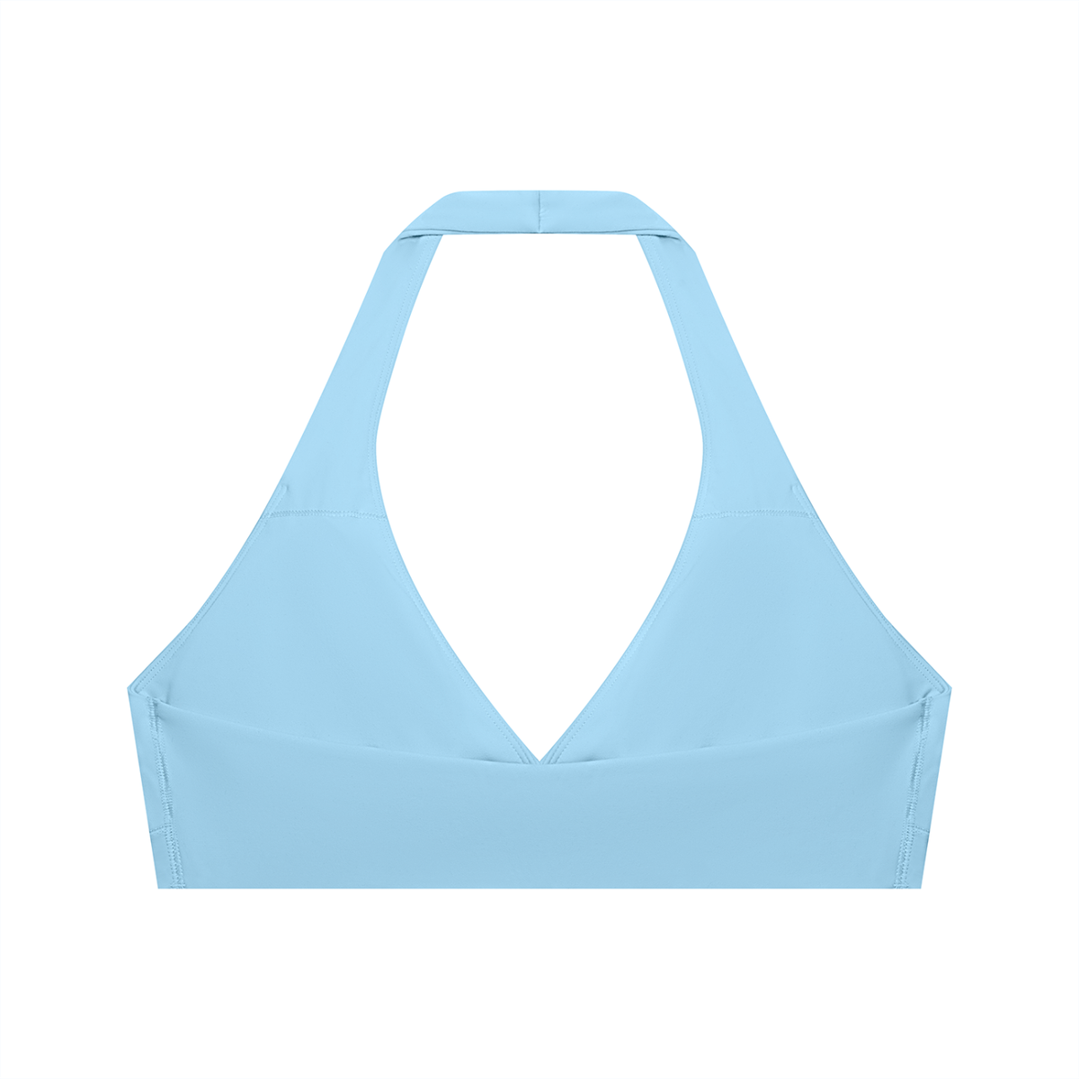 Women's Cropped Halter Yoga Sports Bra in sky blue, alternate angle