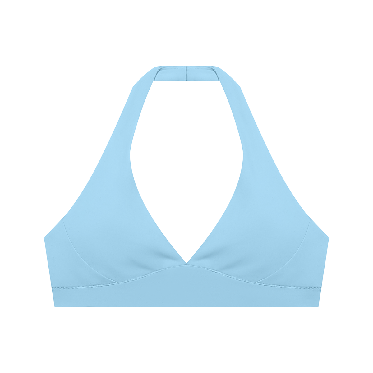 Women's Cropped Halter Yoga Sports Bra in sky blue