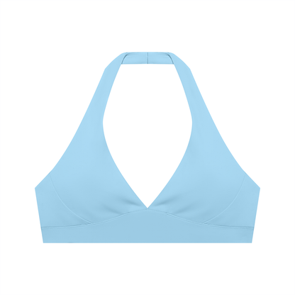 Women's Cropped Halter Yoga Sports Bra in sky blue
