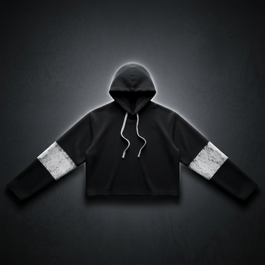 Women's Cropped Lace-Panel Hoodie