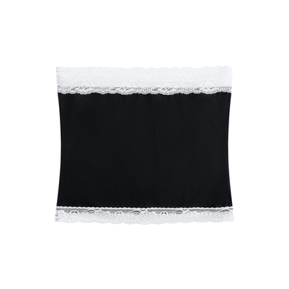 Women's Cropped Paneled Tube Top in black, alternate angle