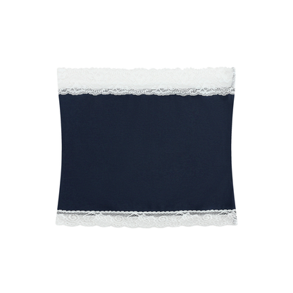 Women's Cropped Paneled Tube Top in navy blue