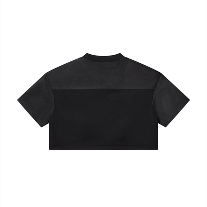 Women's Cropped Paneled V-Neck Jersey in black, alternate angle