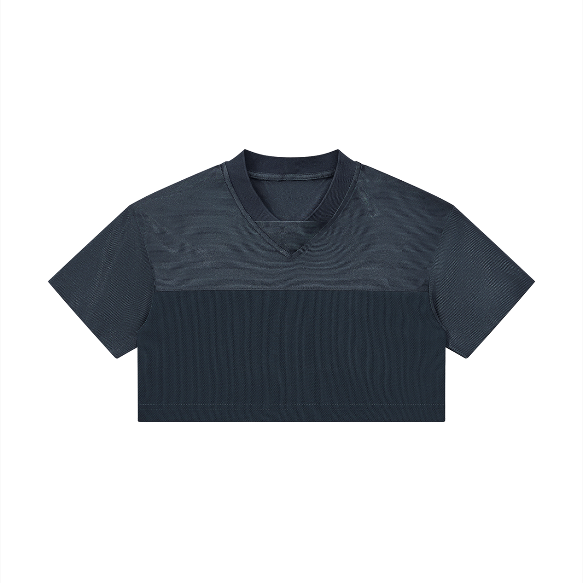 Women's Cropped Paneled V-Neck Jersey in gray blue