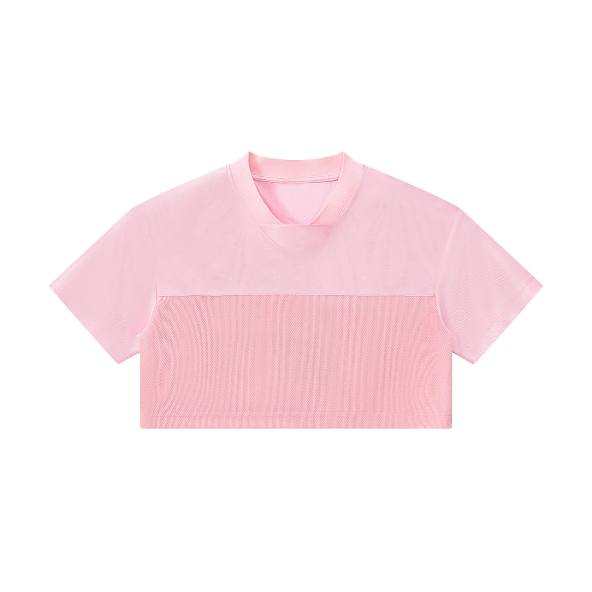 Women's Cropped Paneled V-Neck Jersey in pink