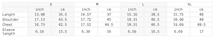 Size chart for the Women's Cropped Paneled V-Neck Jersey