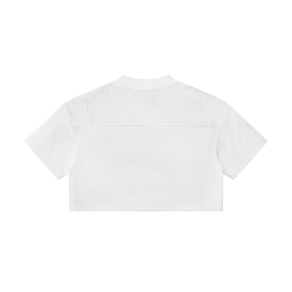 Women's Cropped Paneled V-Neck Jersey in white, alternate angle