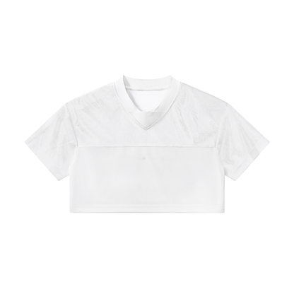 Women's Cropped Paneled V-Neck Jersey in white