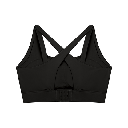 Women's Cropped Yoga Sports Bra in black, alternate angle