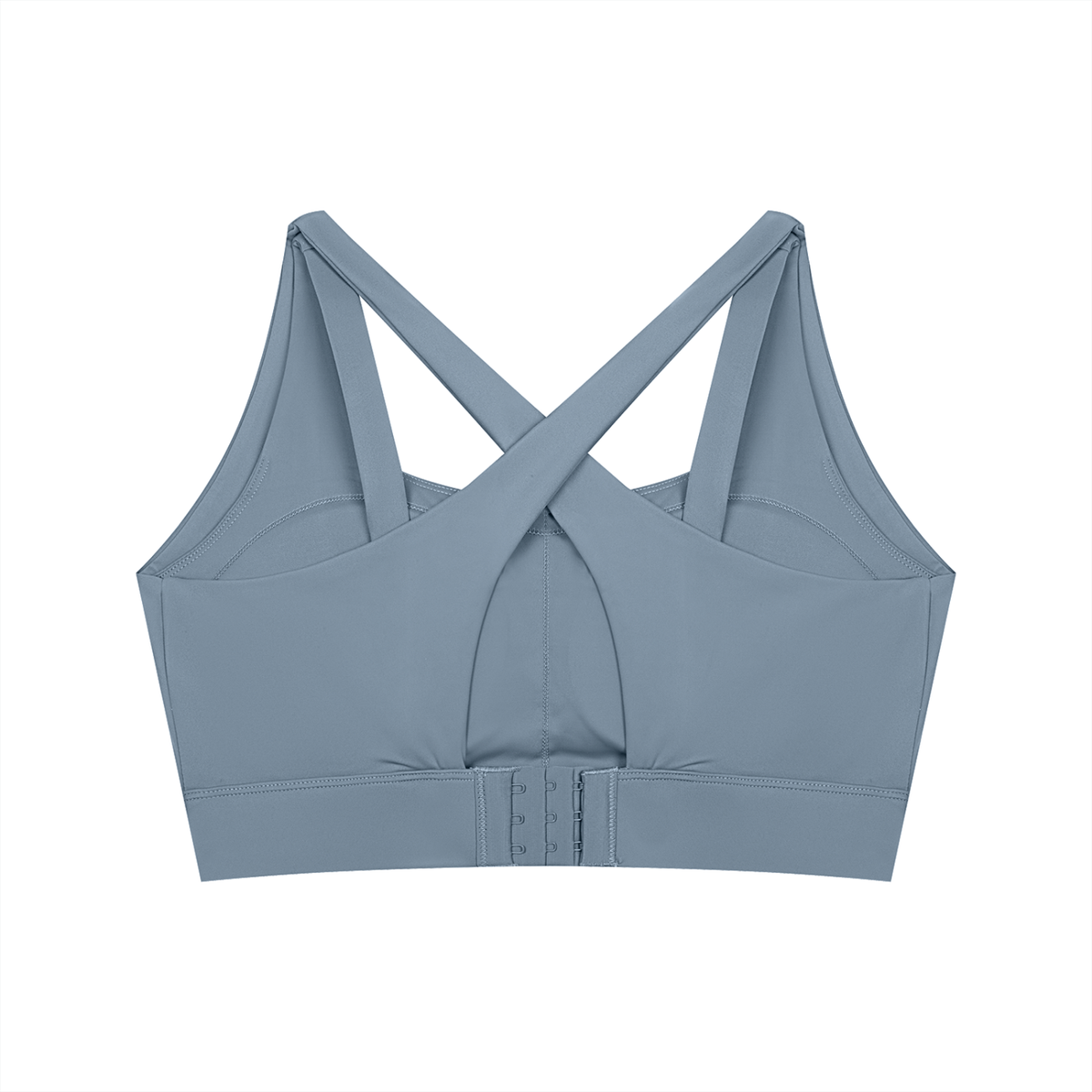 Women's Cropped Yoga Sports Bra in gray blue, alternate angle