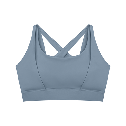 Women's Cropped Yoga Sports Bra in gray blue