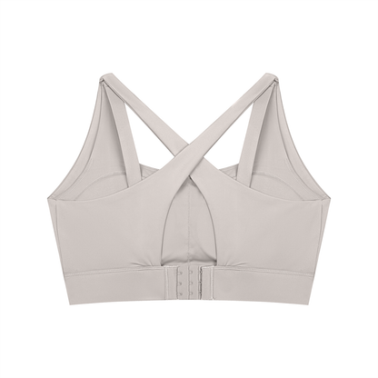 Women's Cropped Yoga Sports Bra in light gray, alternate angle