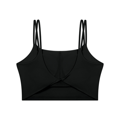 Women's Cropped Yoga Tank Top in black, alternate angle