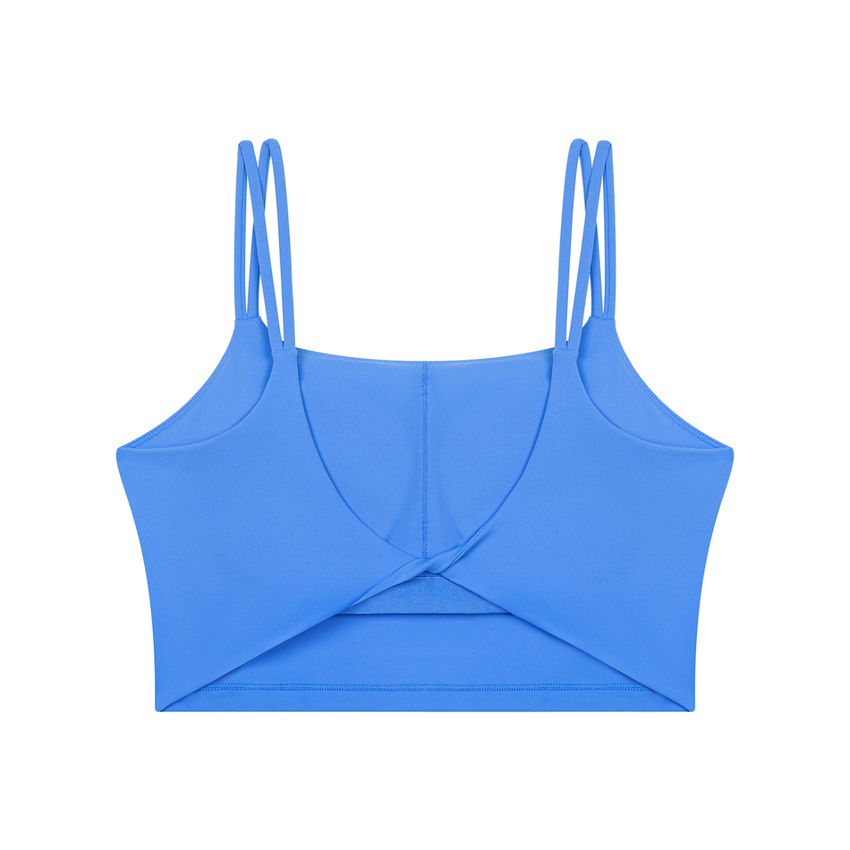 Women's Cropped Yoga Tank Top in blue, alternate angle