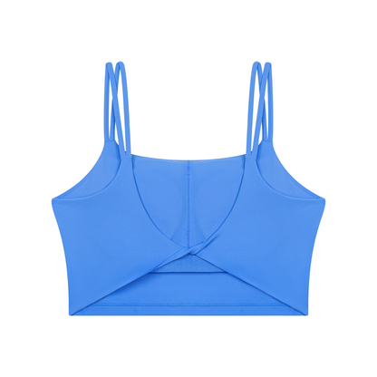 Women's Cropped Yoga Tank Top in blue, alternate angle
