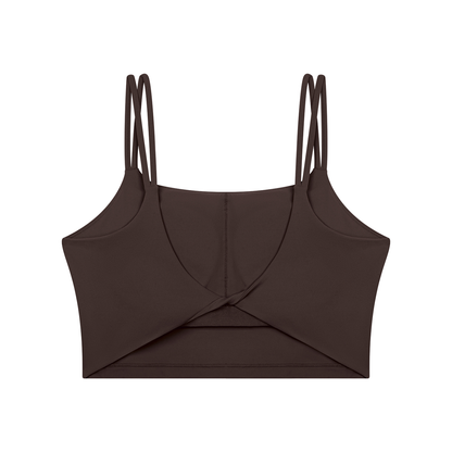 Women's Cropped Yoga Tank Top in brown, alternate angle
