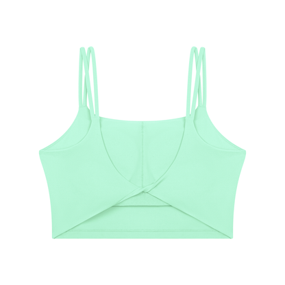 Women's Cropped Yoga Tank Top in mint green, alternate angle