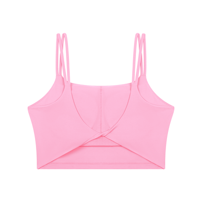 Women's Cropped Yoga Tank Top in pink, alternate angle