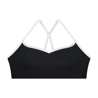 Women's Cross-Over Color Block Yoga Sports Bra in black