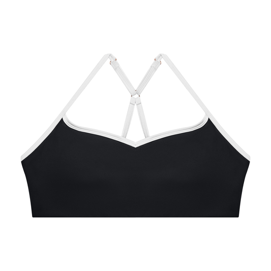 Women's Cross-Over Color Block Yoga Sports Bra in black