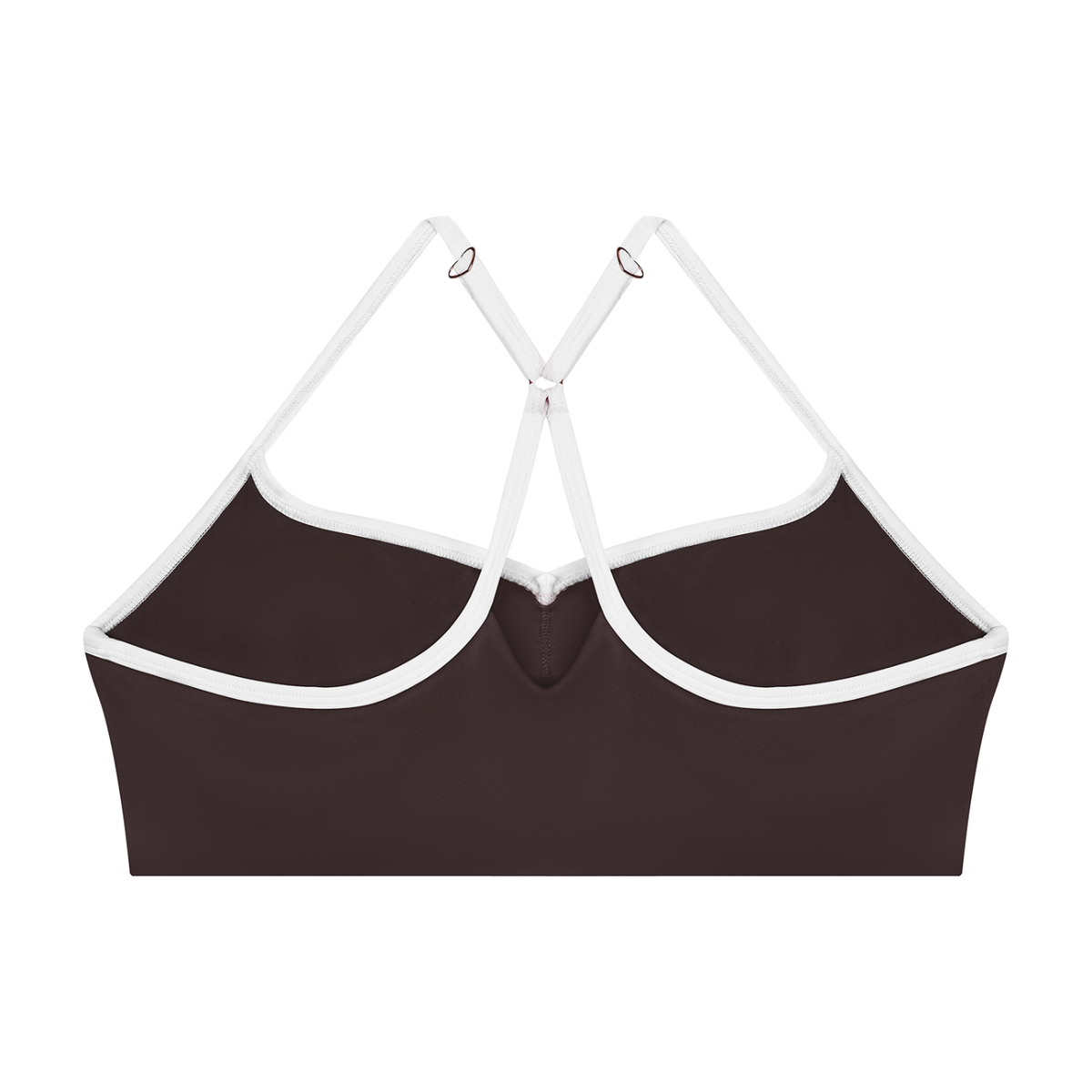 Women's Cross-Over Color Block Yoga Sports Bra in brown, alternate angle