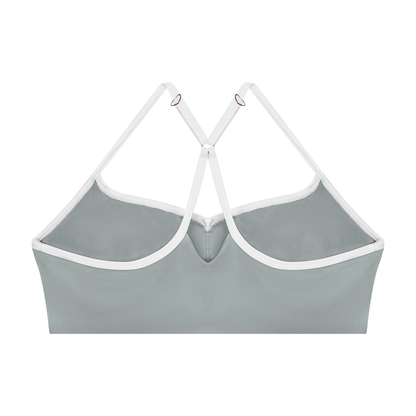 Women's Cross-Over Color Block Yoga Sports Bra in haze blue, alternate angle