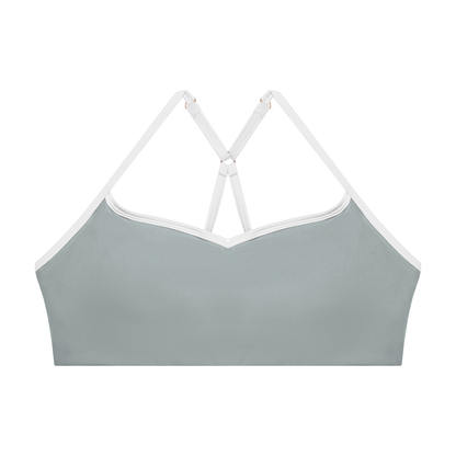 Women's Cross-Over Color Block Yoga Sports Bra in haze blue