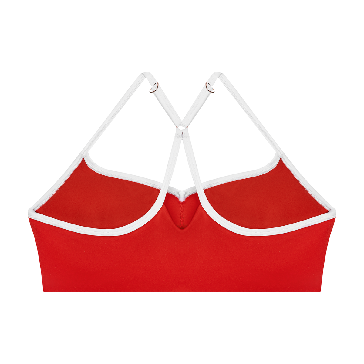 Women's Cross-Over Color Block Yoga Sports Bra in red, alternate angle