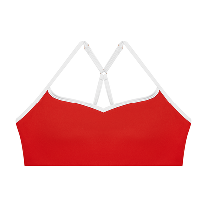 Women's Cross-Over Color Block Yoga Sports Bra in red