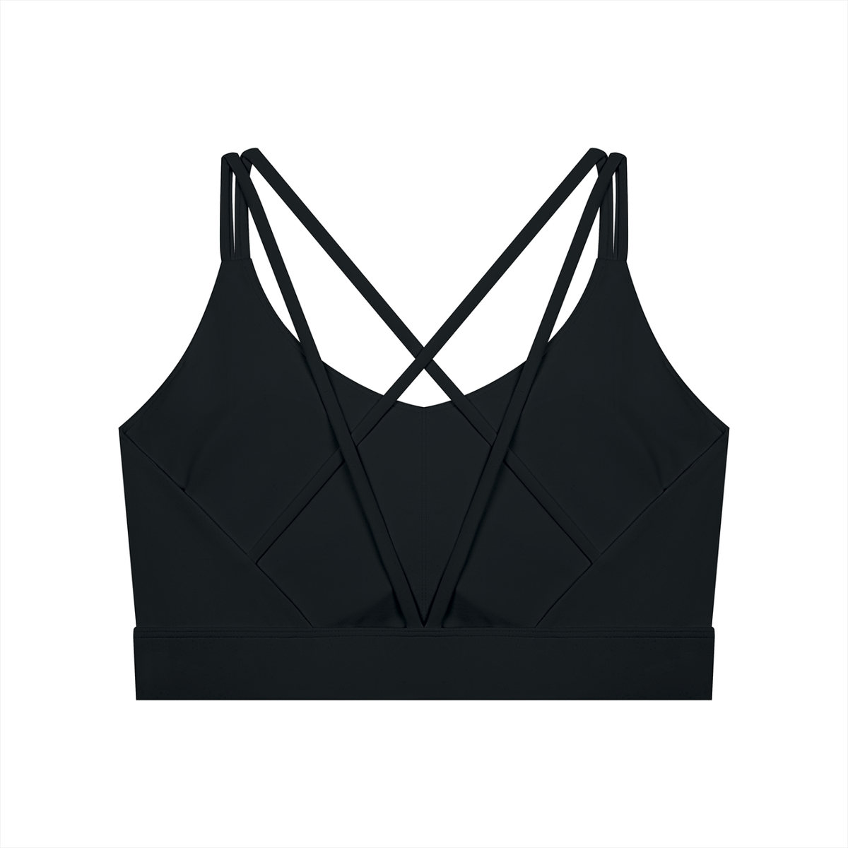 Women's Cross-Over Cropped Yoga Sports Bra in black, alternate angle